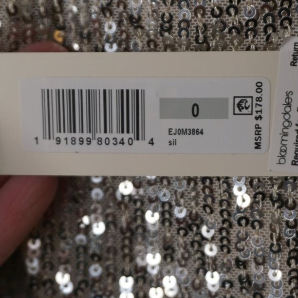 Eliza J Silver Sequined Blouson Surplice V-Neck Cocktail Dress Size 0 NWT - Picture 7 of 10